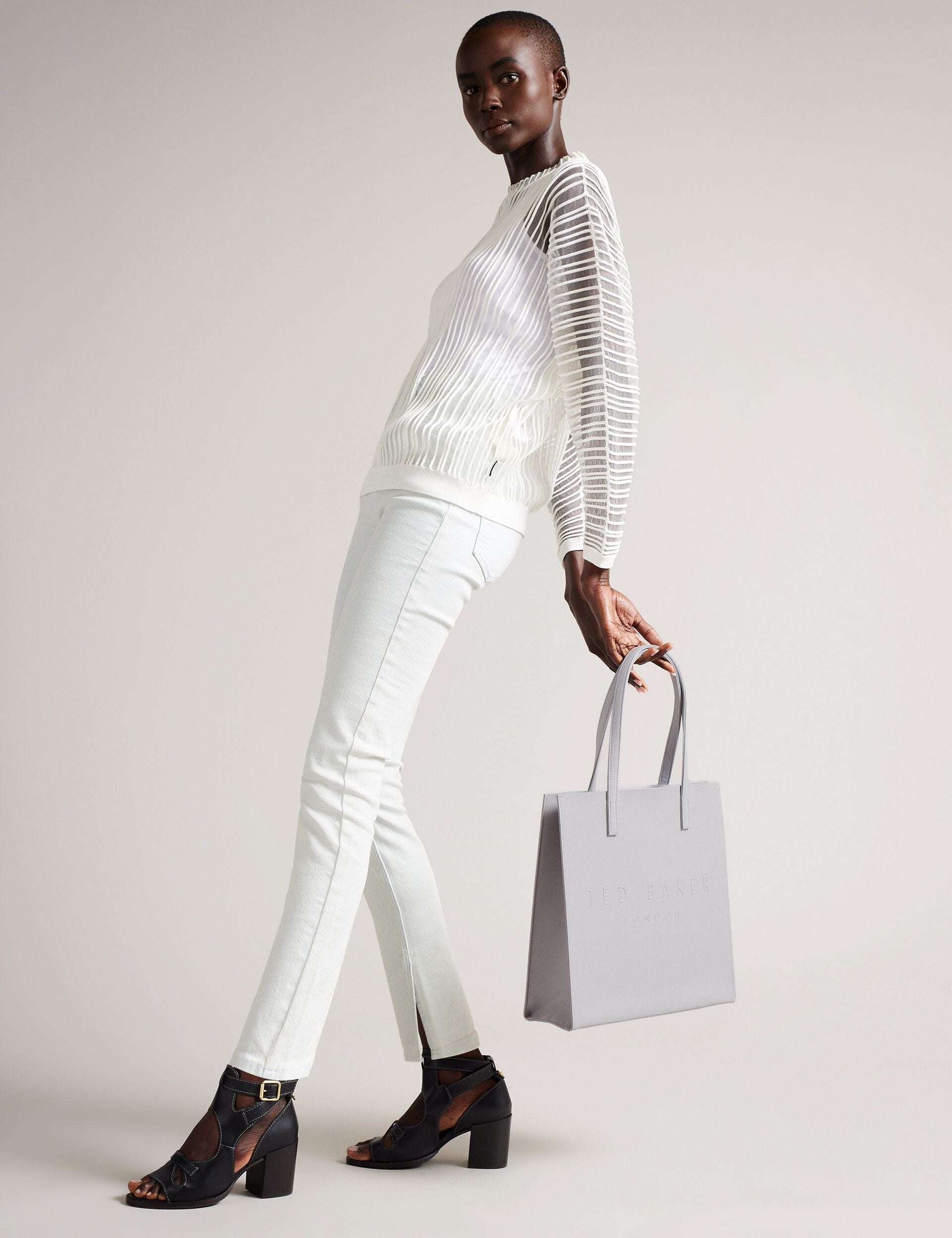 SOOCON Crosshatch Faux Leather Icon Grey Tote Bag