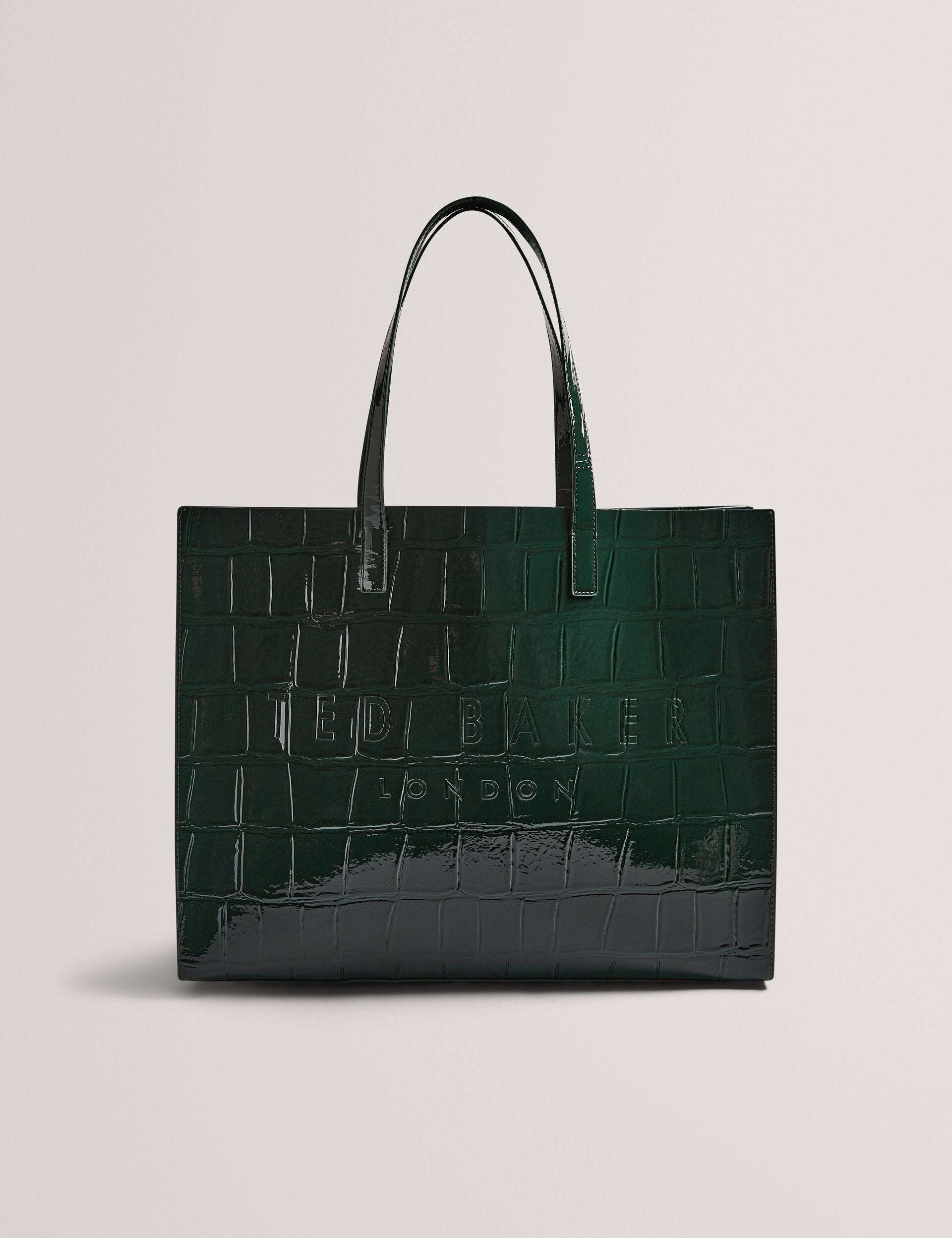 ALLICON Wide Croc Effect Icon  Mid Green Tote Bag