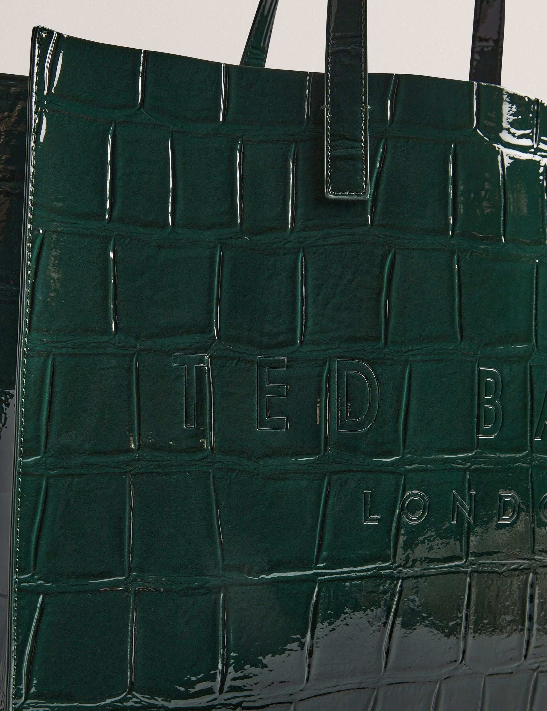ALLICON Wide Croc Effect Icon  Mid Green Tote Bag