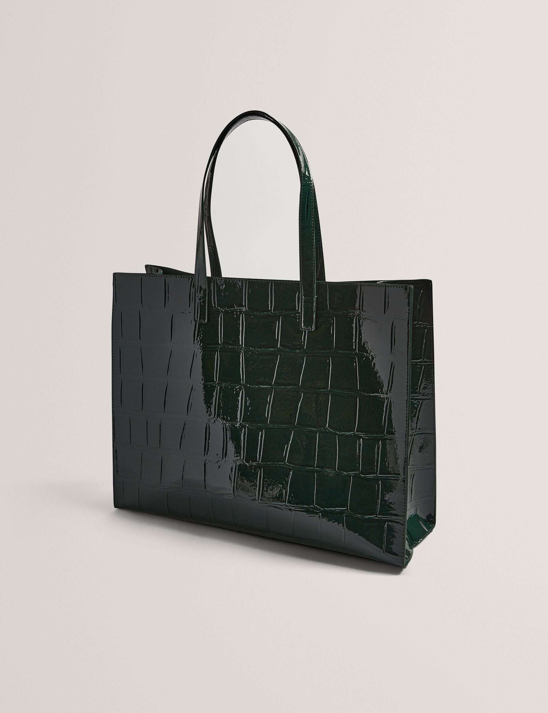 ALLICON Wide Croc Effect Icon  Mid Green Tote Bag