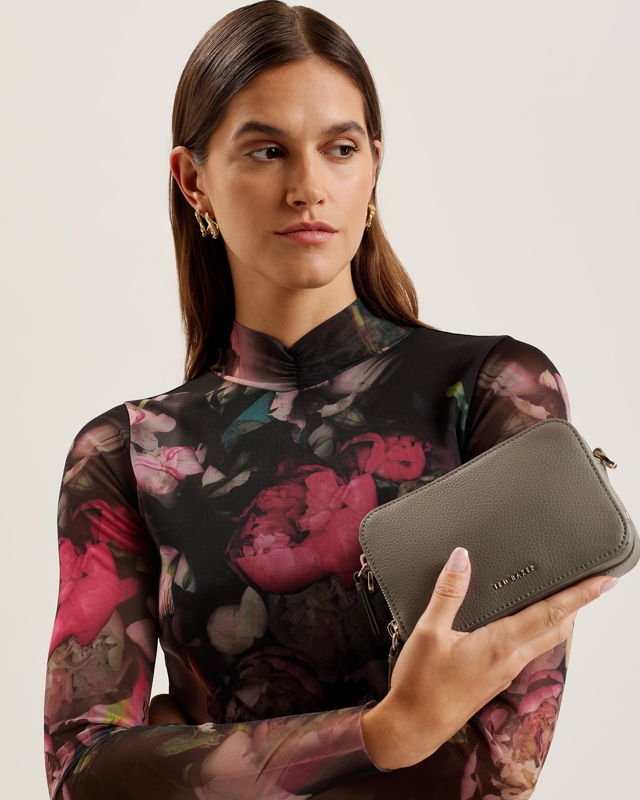 STUNNA Mini Leather Crossbody Grey Camera Bag