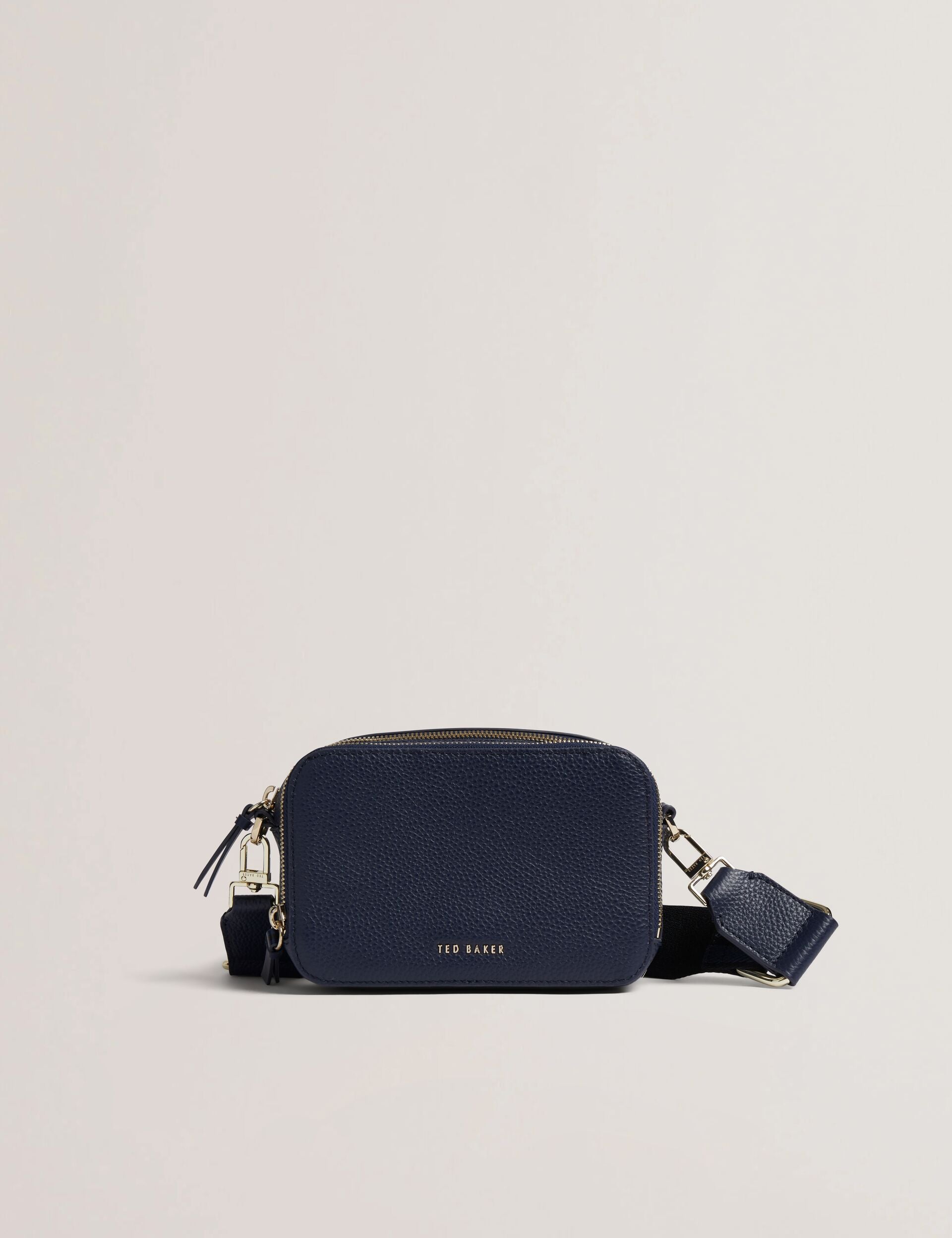 STUNNA Mini Leather Crossbody Navy Camera Bag