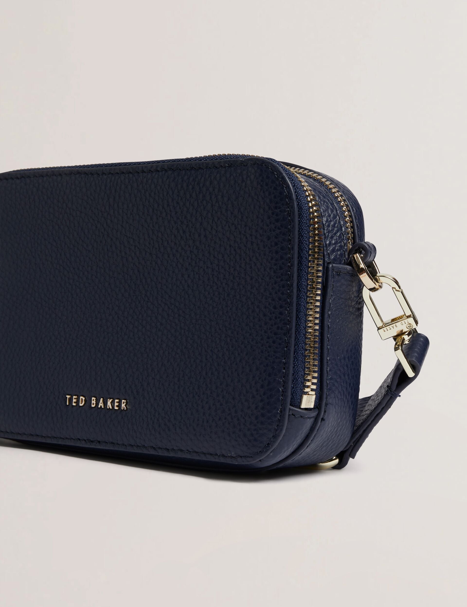STUNNA Mini Leather Crossbody Navy Camera Bag