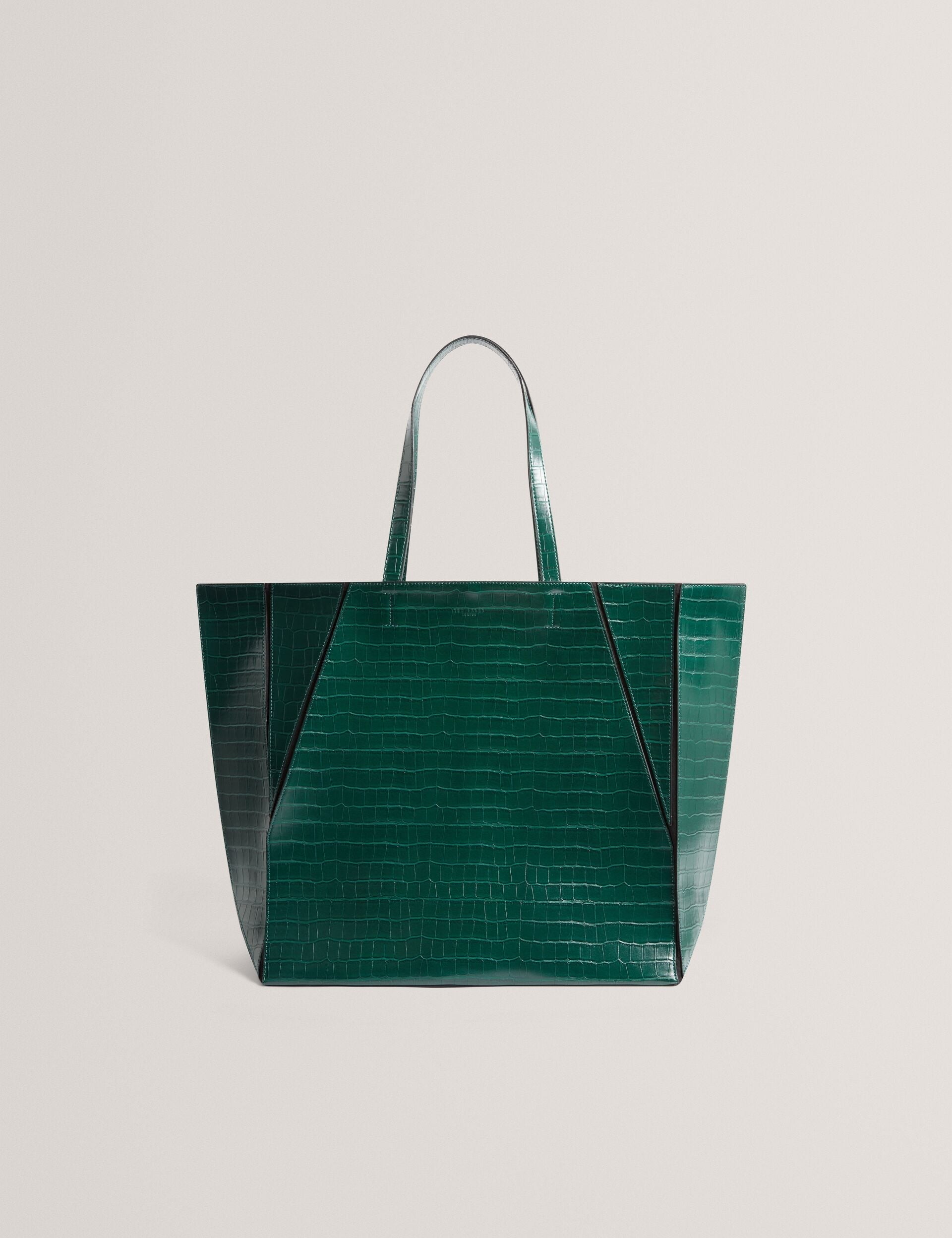 SOPHYNA Croc Effect Folding Dark Green Shopper Bag