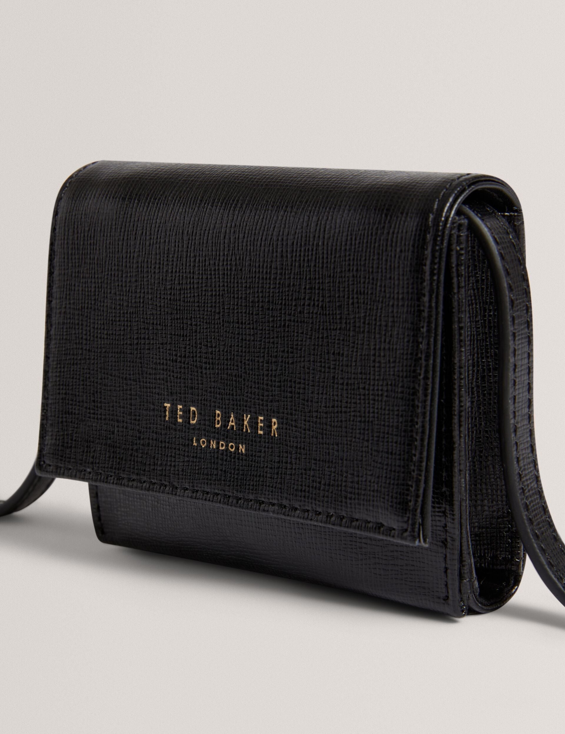 TAMZIEE Leather Crossbody Card Black Holder Wallet