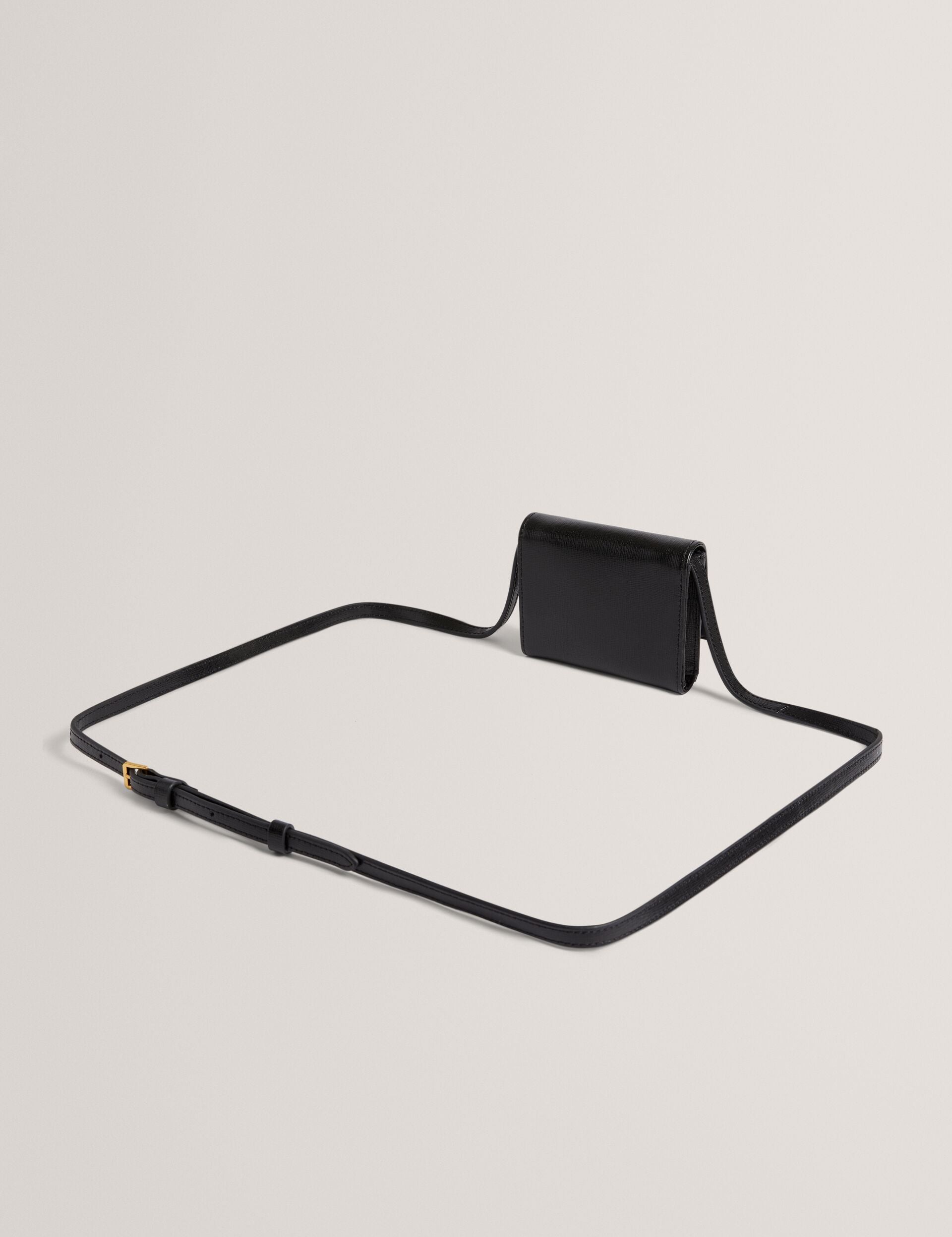 TAMZIEE Leather Crossbody Card Black Holder Wallet