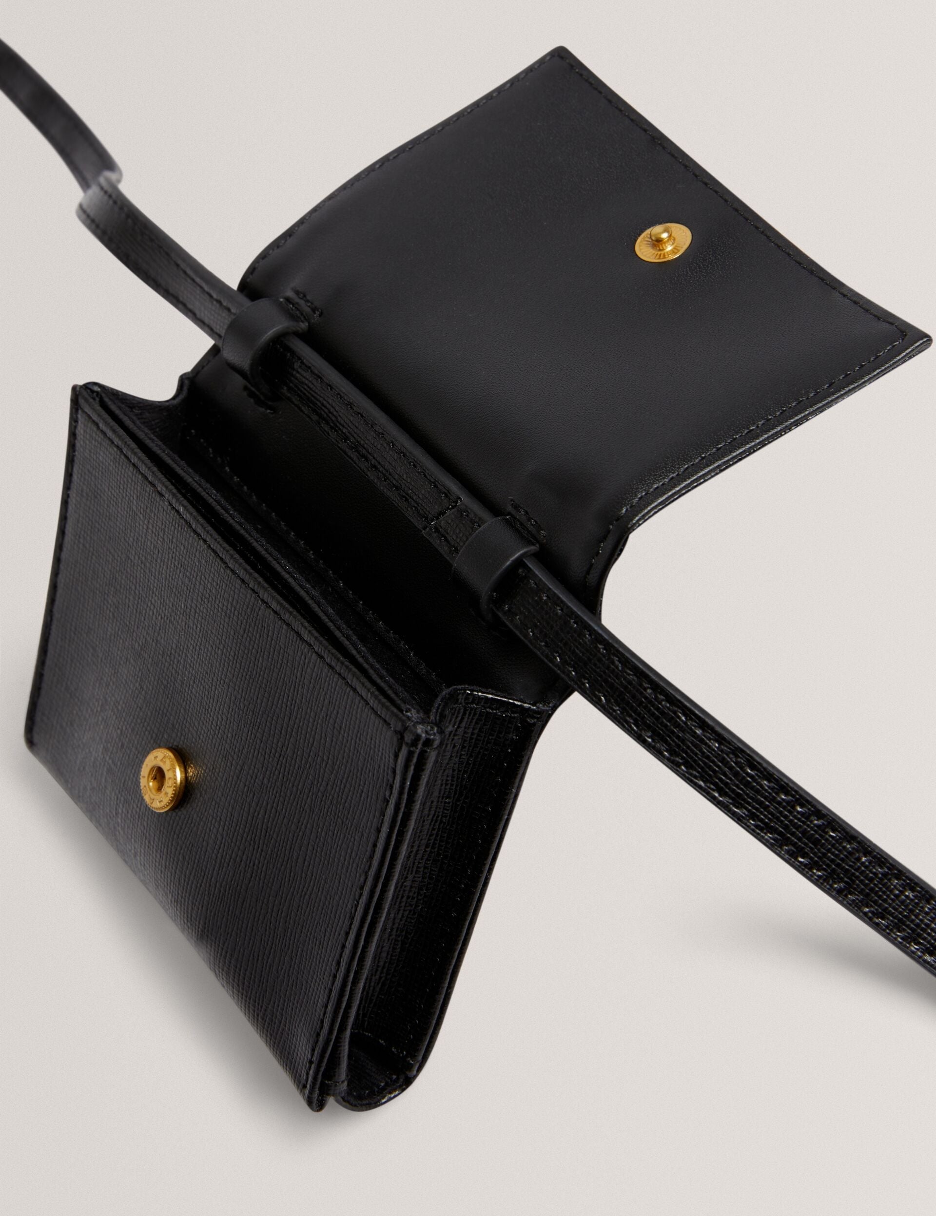 TAMZIEE Leather Crossbody Card Black Holder Wallet