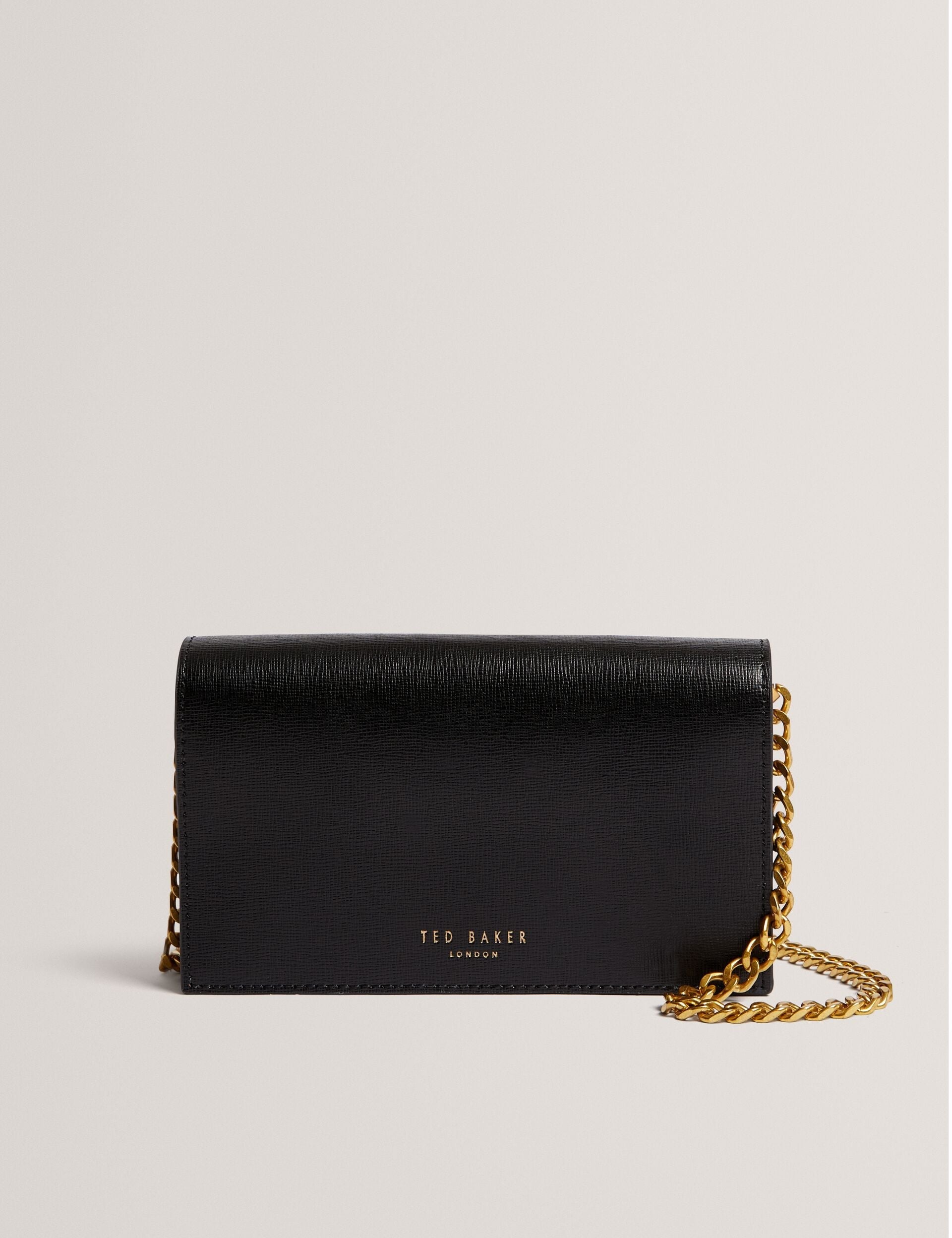 TABINA Leather Purse Chain Black Crossbody Strap Bag