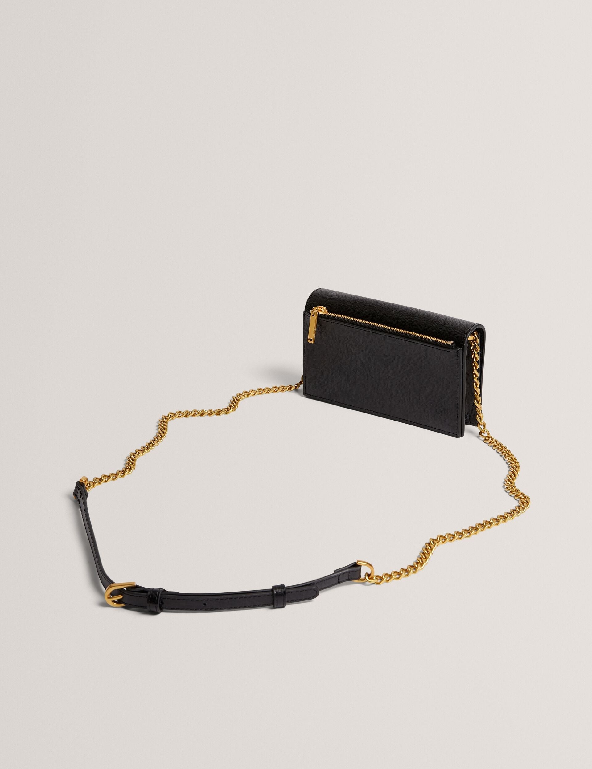 TABINA Leather Purse Chain Black Crossbody Strap Bag