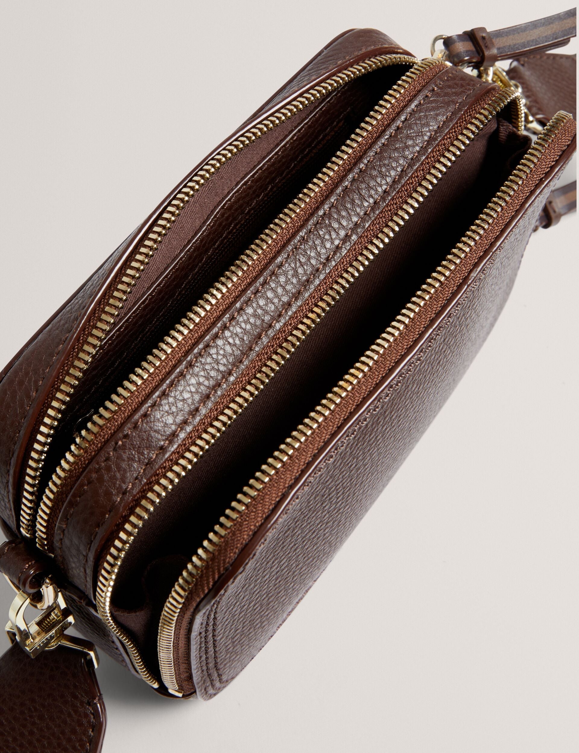 WILLSA Branded Webbing Mini Leather Brown Camera Bag