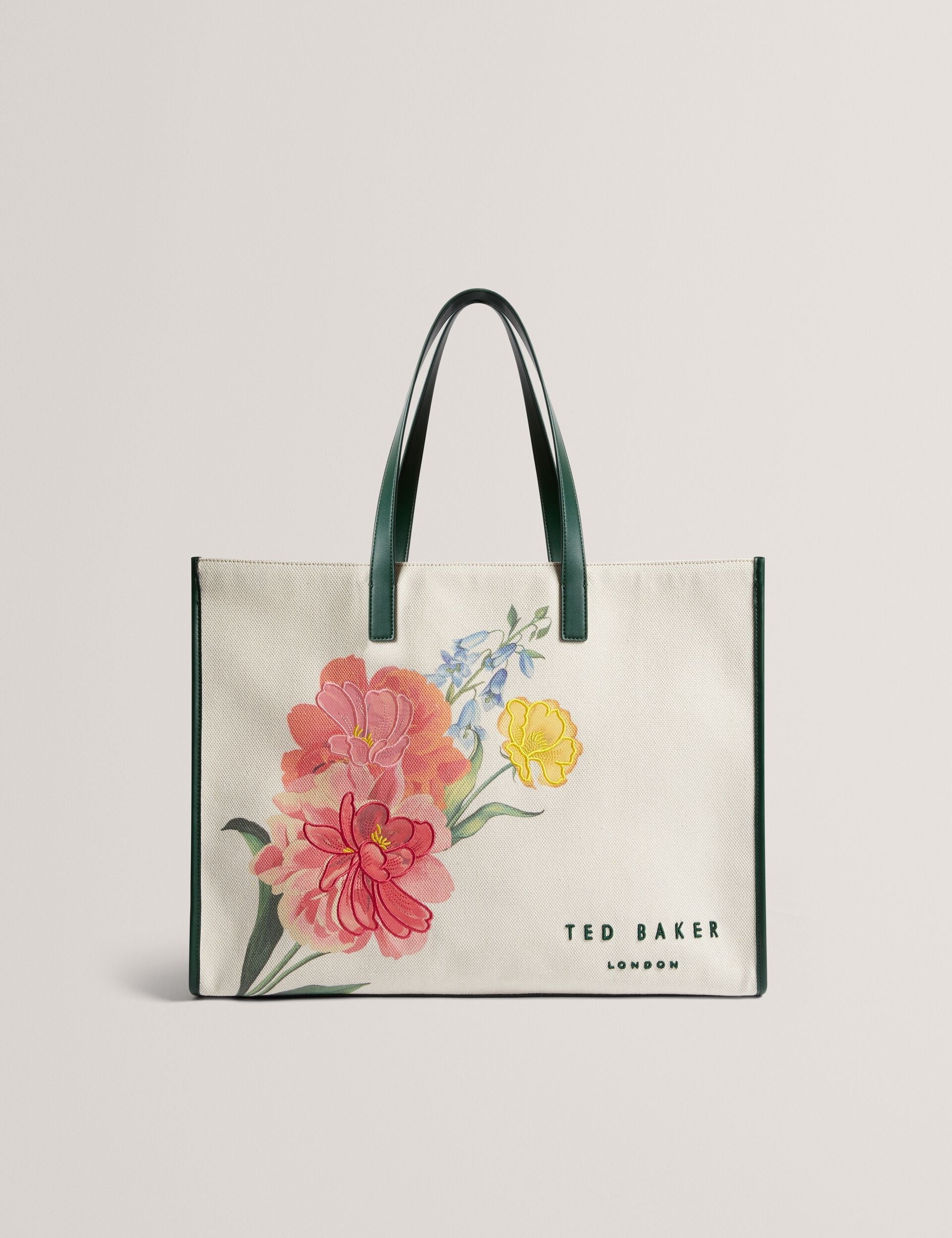 TROPYCS Floral Graphic Wide Canvas Natural Tote Bag