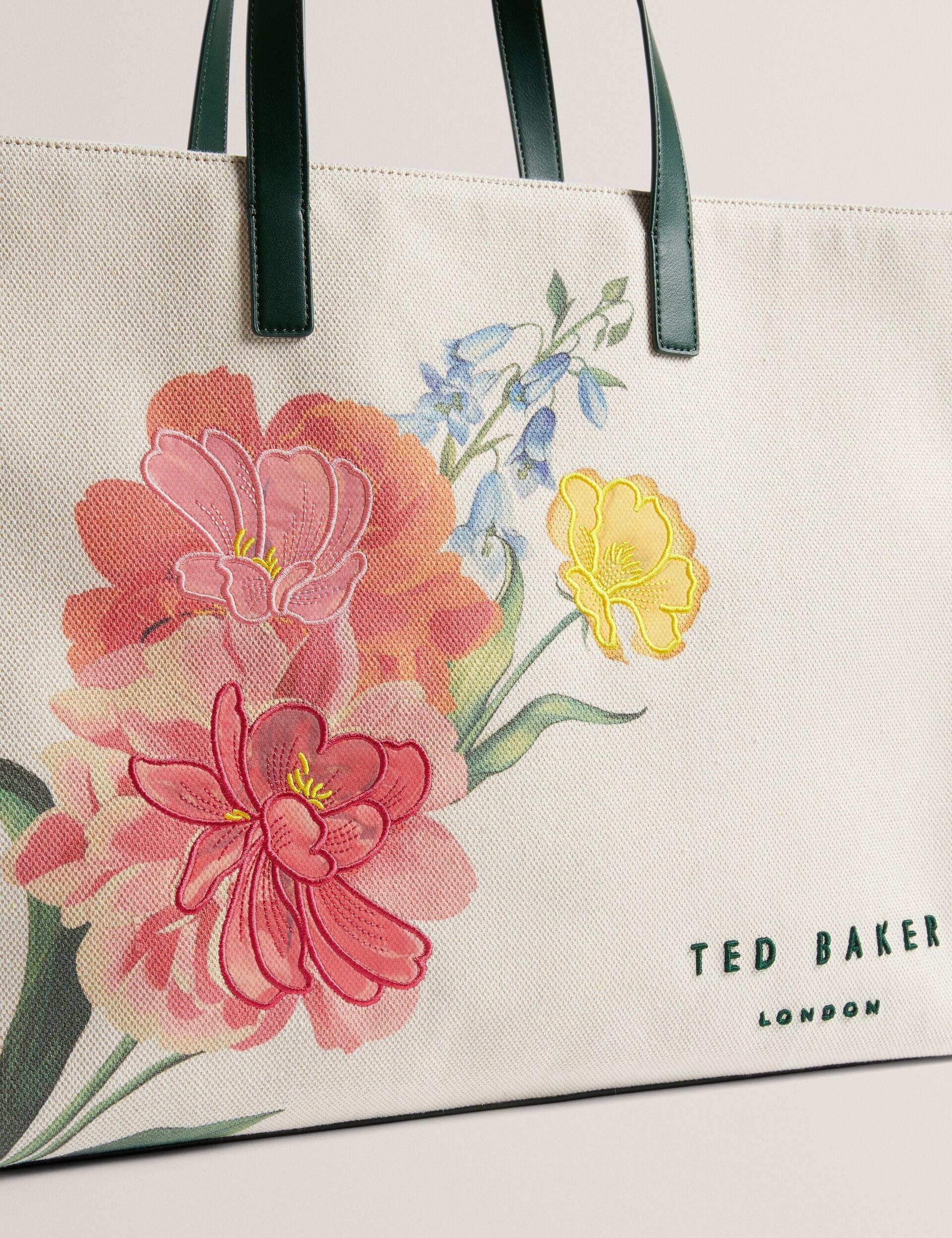TROPYCS Floral Graphic Wide Canvas Natural Tote Bag