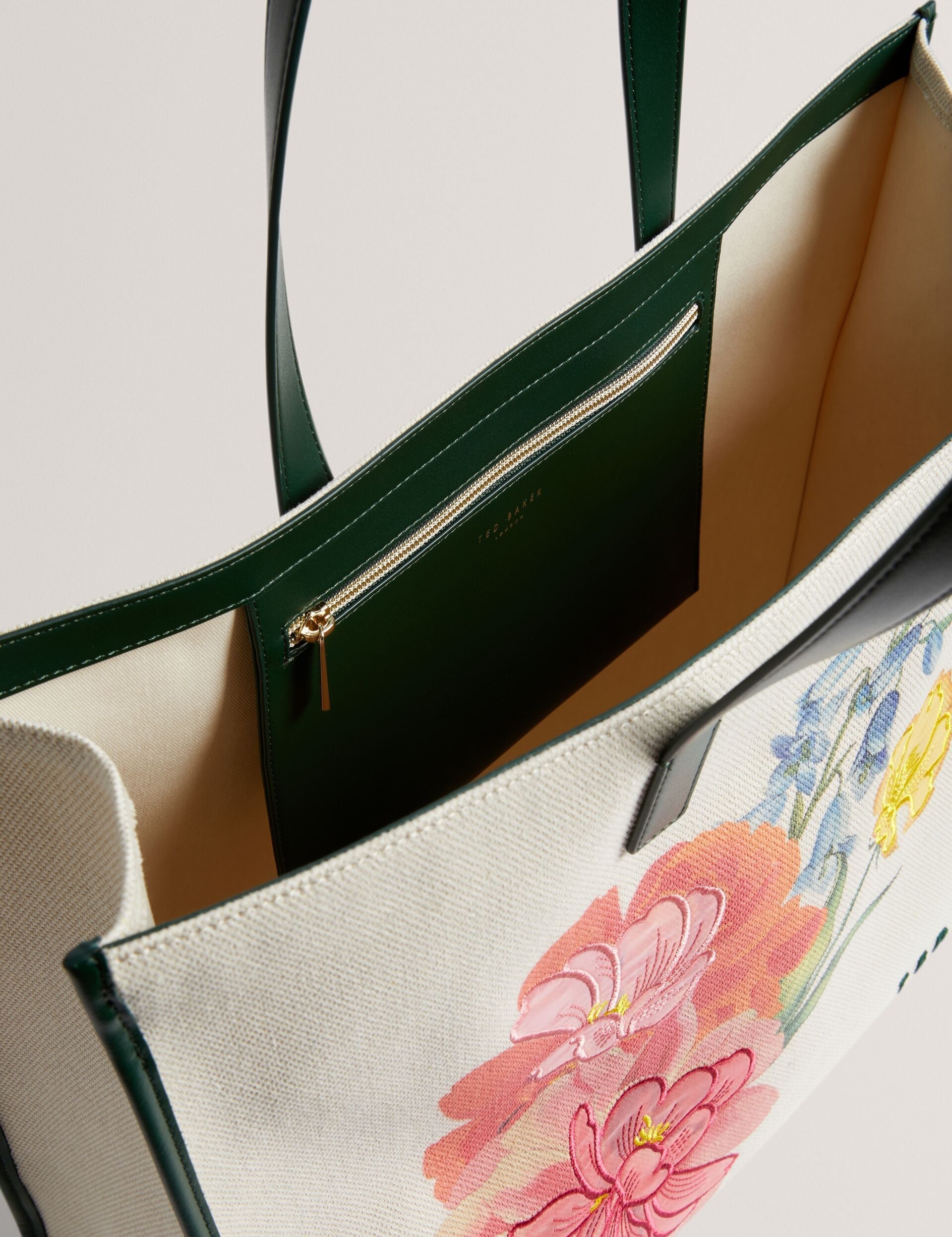 TROPYCS Floral Graphic Wide Canvas Natural Tote Bag