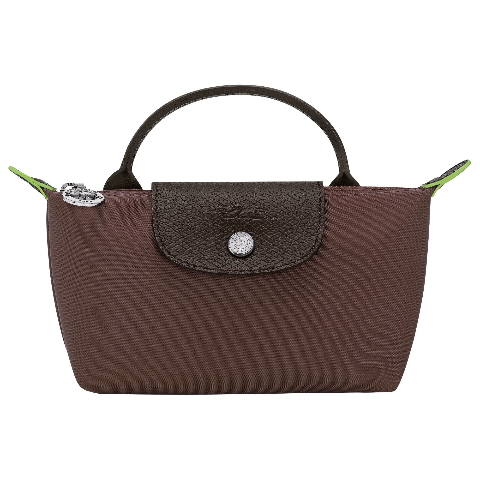 Le Pliage Green Pouch With Handle Mocha - Recycled Canvas