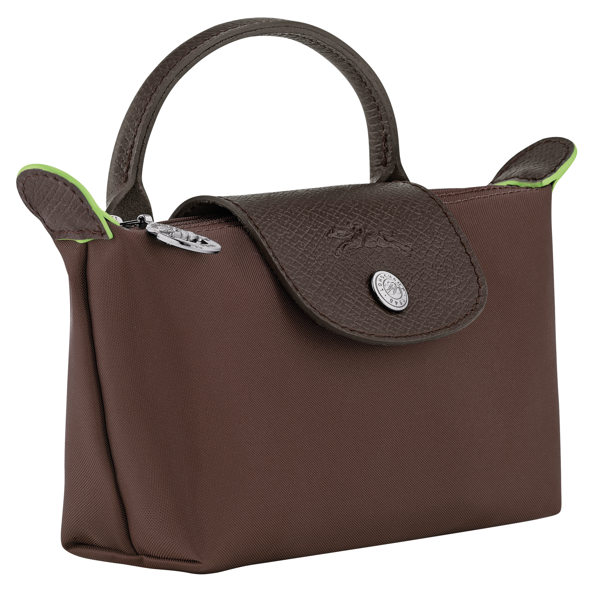 Le Pliage Green Pouch With Handle Mocha - Recycled Canvas