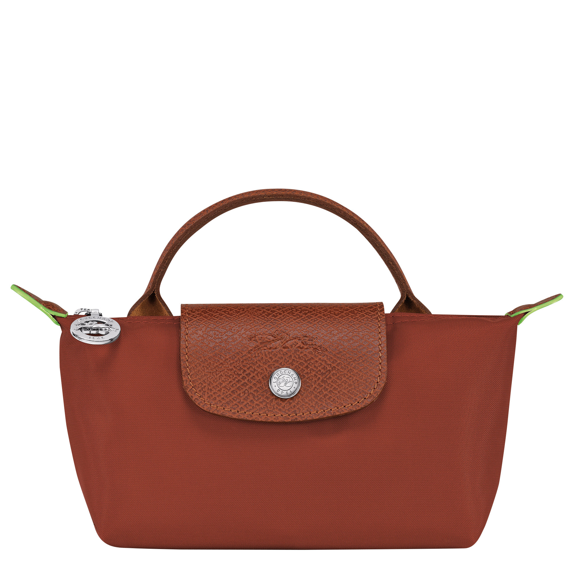 Le Pliage Green Pouch With Handle Chestnut - Recycled Canvas