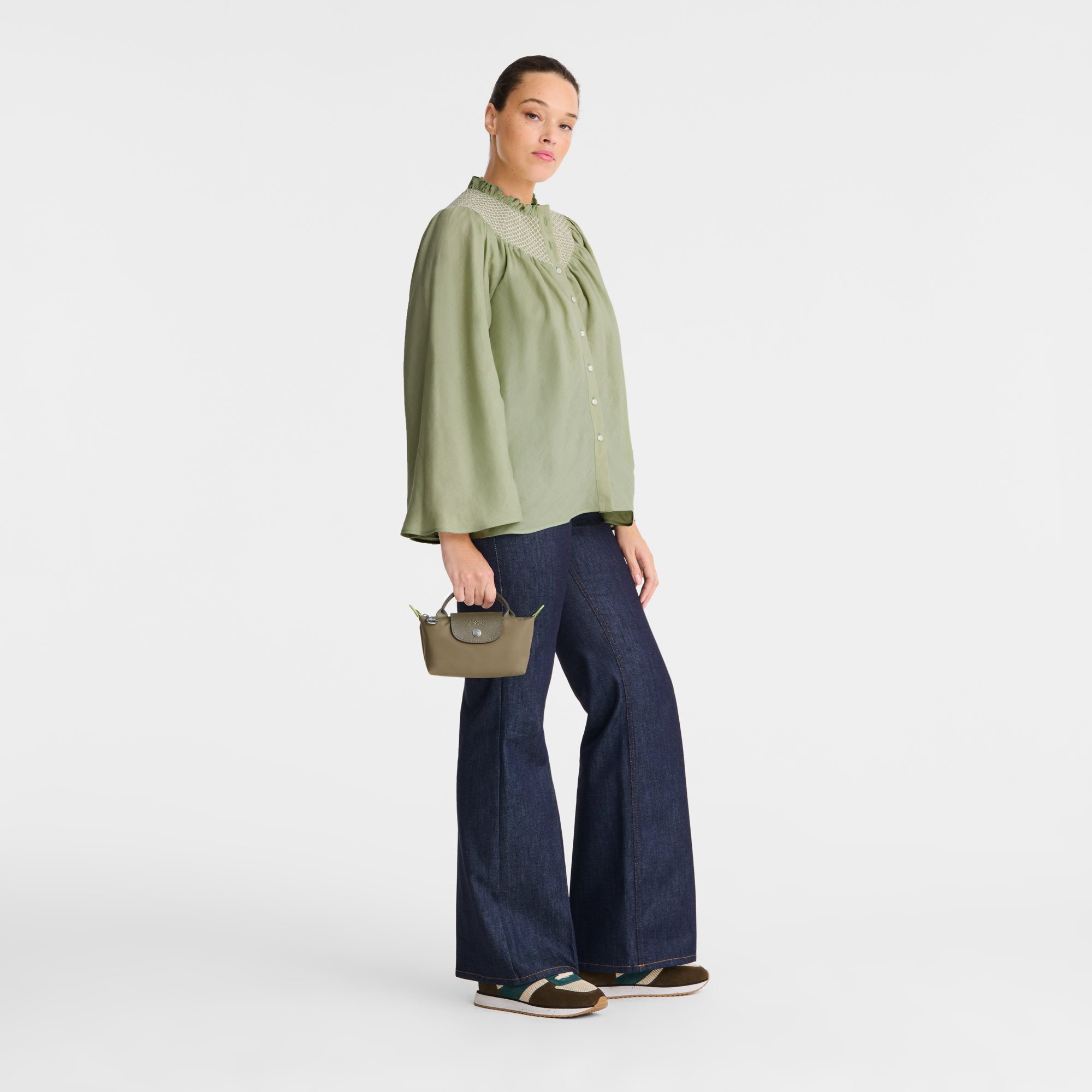 Le Pliage Green Pouch With Handle Artichoke - Recycled Canvas