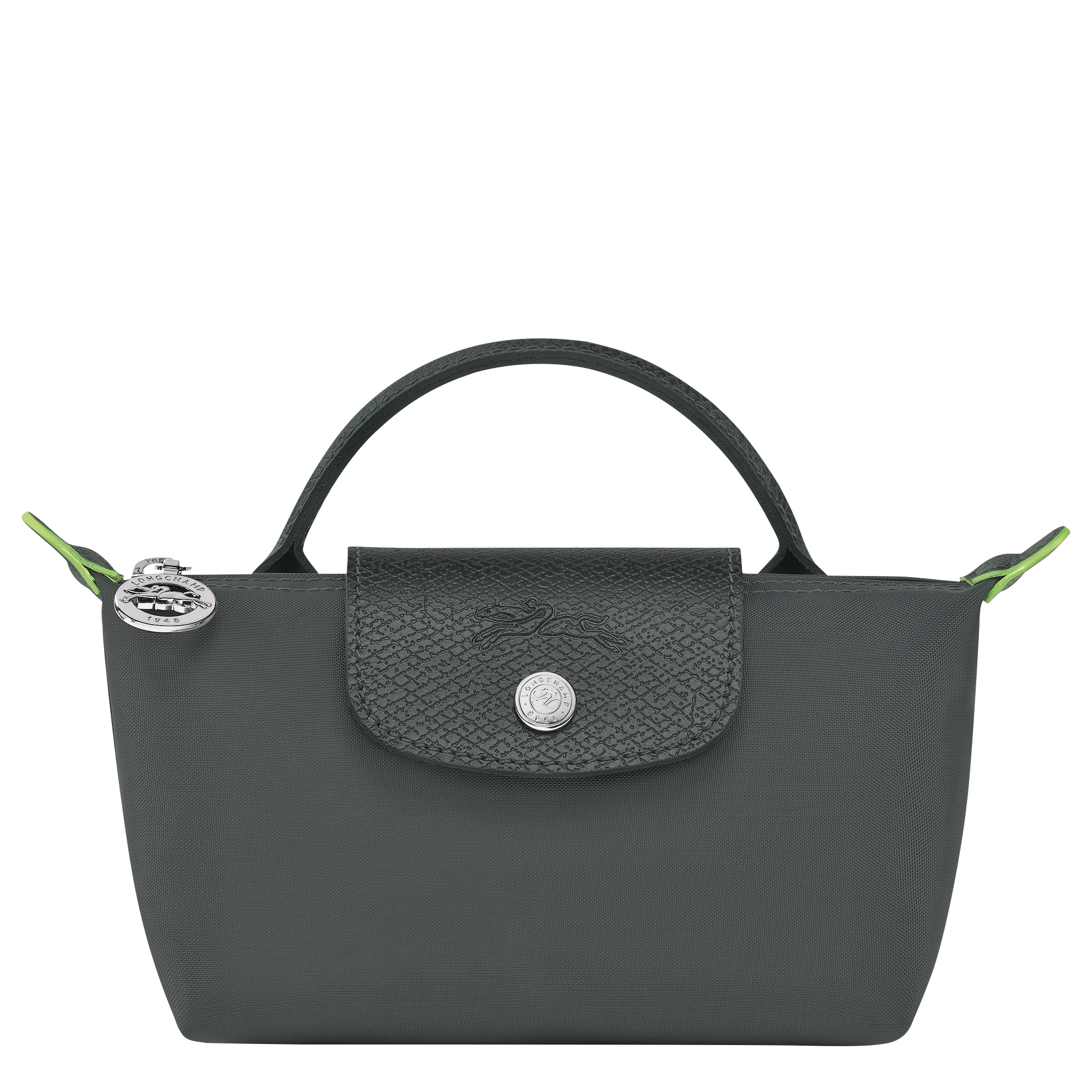 Le Pliage Green Pouch With Handle Graphite - Recycled Canvas