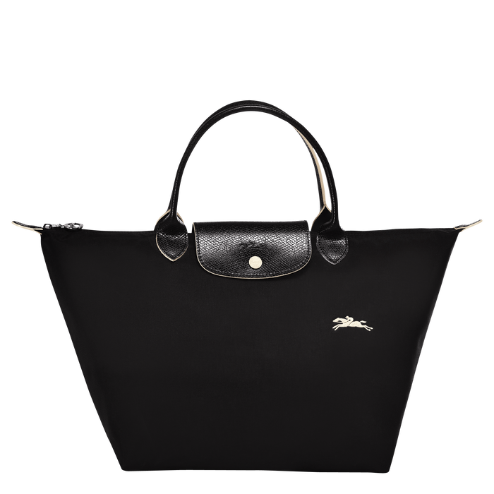 Longchamp Le Pliage Club Medium Top Handle  Bag Black-Top Handle Bag-Longchamp