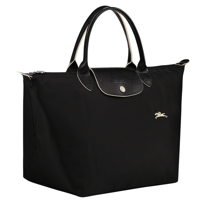 Longchamp Le Pliage Club Medium Top Handle  Bag Black-Top Handle Bag-Longchamp