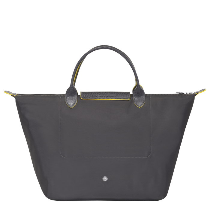 Longchamp Le Pliage Club Medium Top Handle  Bag Gun Metal-Top Handle Bag-Longchamp