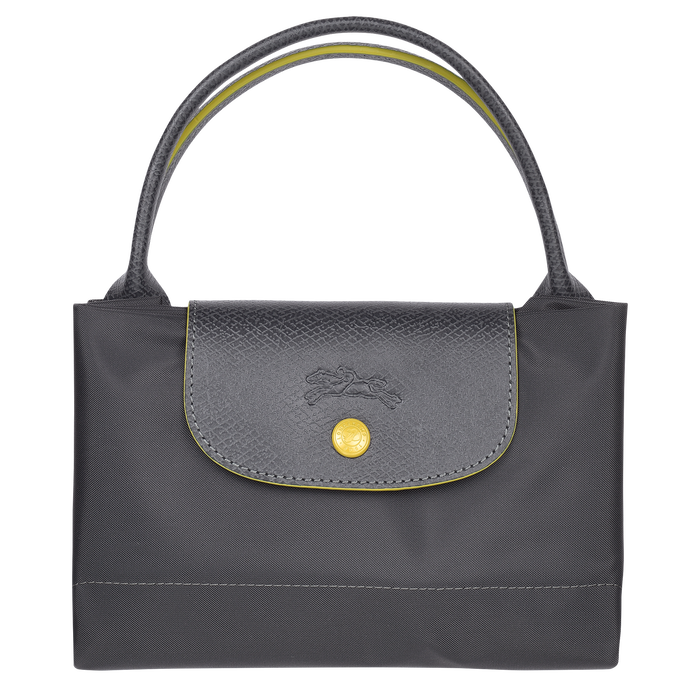 Longchamp Le Pliage Club Medium Top Handle  Bag Gun Metal-Top Handle Bag-Longchamp