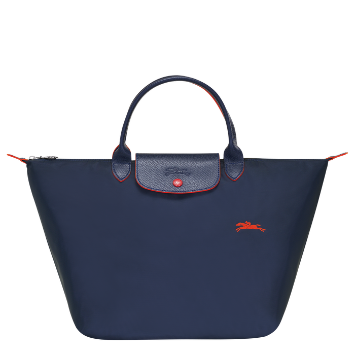 Longchamp Le Pliage Club Medium Top Handle  Bag Navy-Top Handle Bag-Longchamp