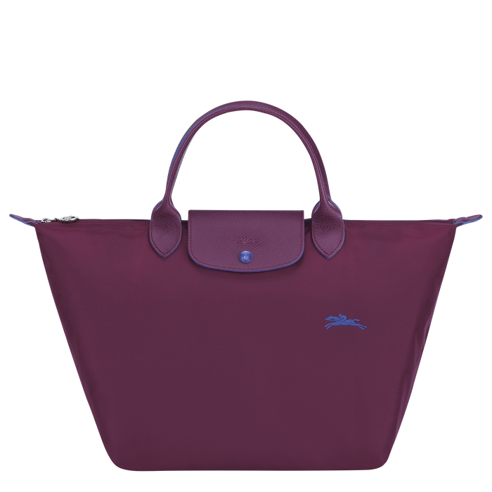 Longchamp Le Pliage Club Medium Top Handle  Bag Plum-Top Handle Bag-Longchamp
