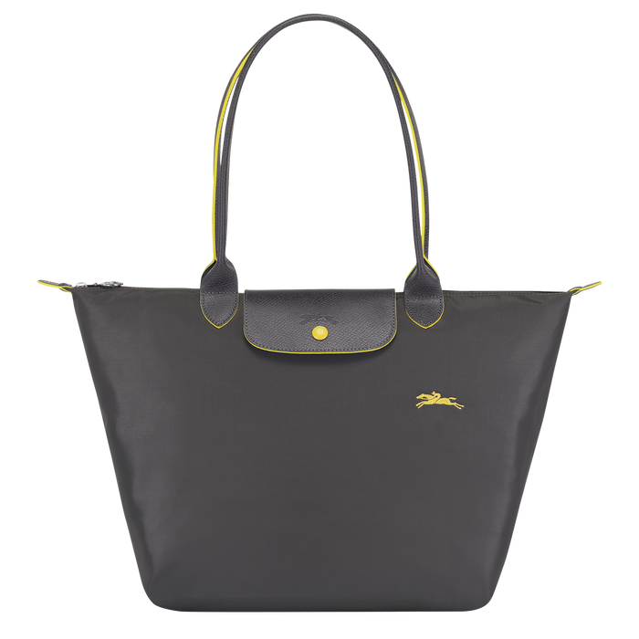 Longchamp Le Pliage Club Large Shoulder Bag Gun Metal-Tote Bags-Longchamp