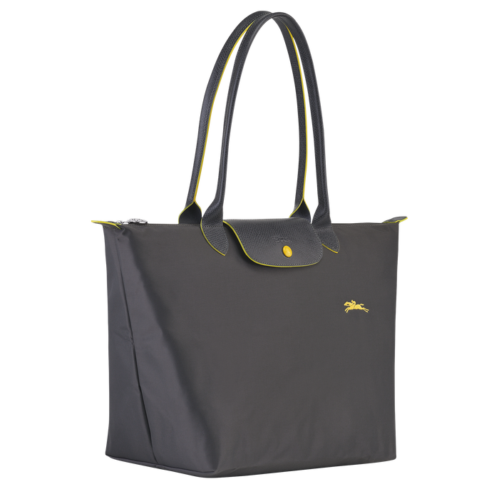 Longchamp Le Pliage Club Large Shoulder Bag Gun Metal-Tote Bags-Longchamp