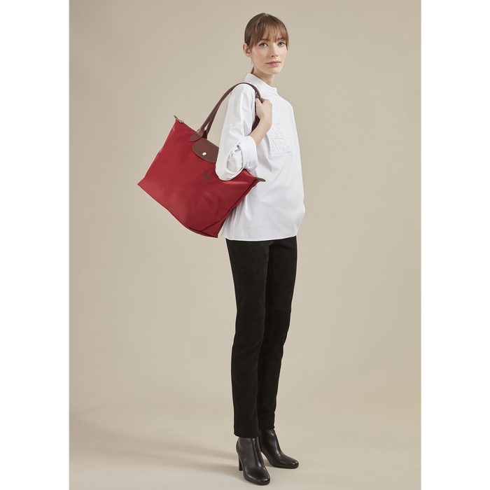 Longchamp Green Le Pliage Original Small Tote Shoulder Bag Red-Tote Bags-Longchamp