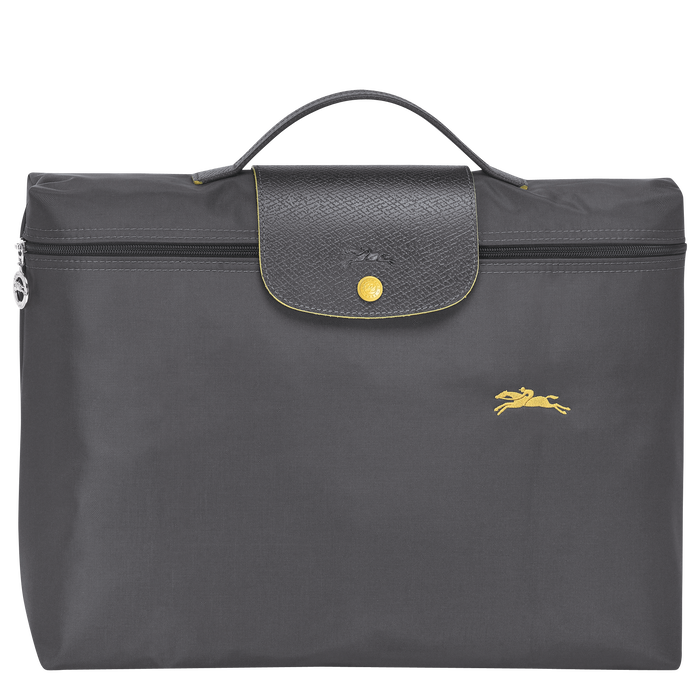 Longchamp Le Pliage Club Small Briefcase Gun Metal-Document Bag-Longchamp