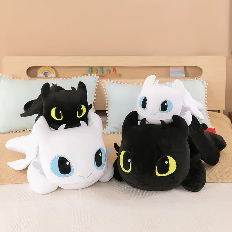 30-100CM Black Dragon Plush Toy – Cute Anime Flying Dragon Stuffed Animal Pillow for Kids & Couples
