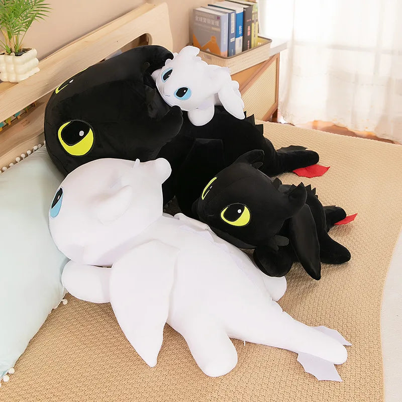 30-100CM Black Dragon Plush Toy – Cute Anime Flying Dragon Stuffed Animal Pillow for Kids & Couples