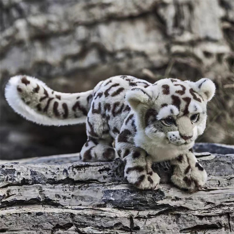 Realistic Snow Leopard Plush Toy – Cute Lifelike Snow Panther Stuffed Animal, Soft & Cuddly Gift for Kids