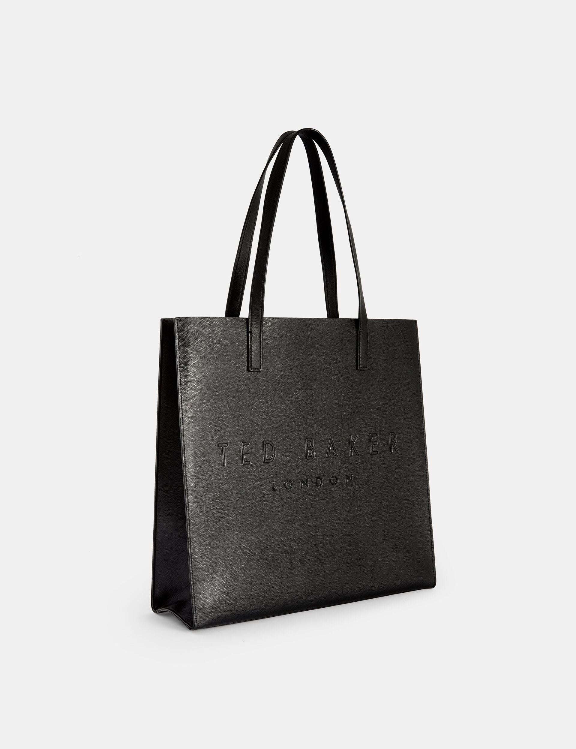 SOOCON Crosshatch Faux Leather Icon Black Tote Bag