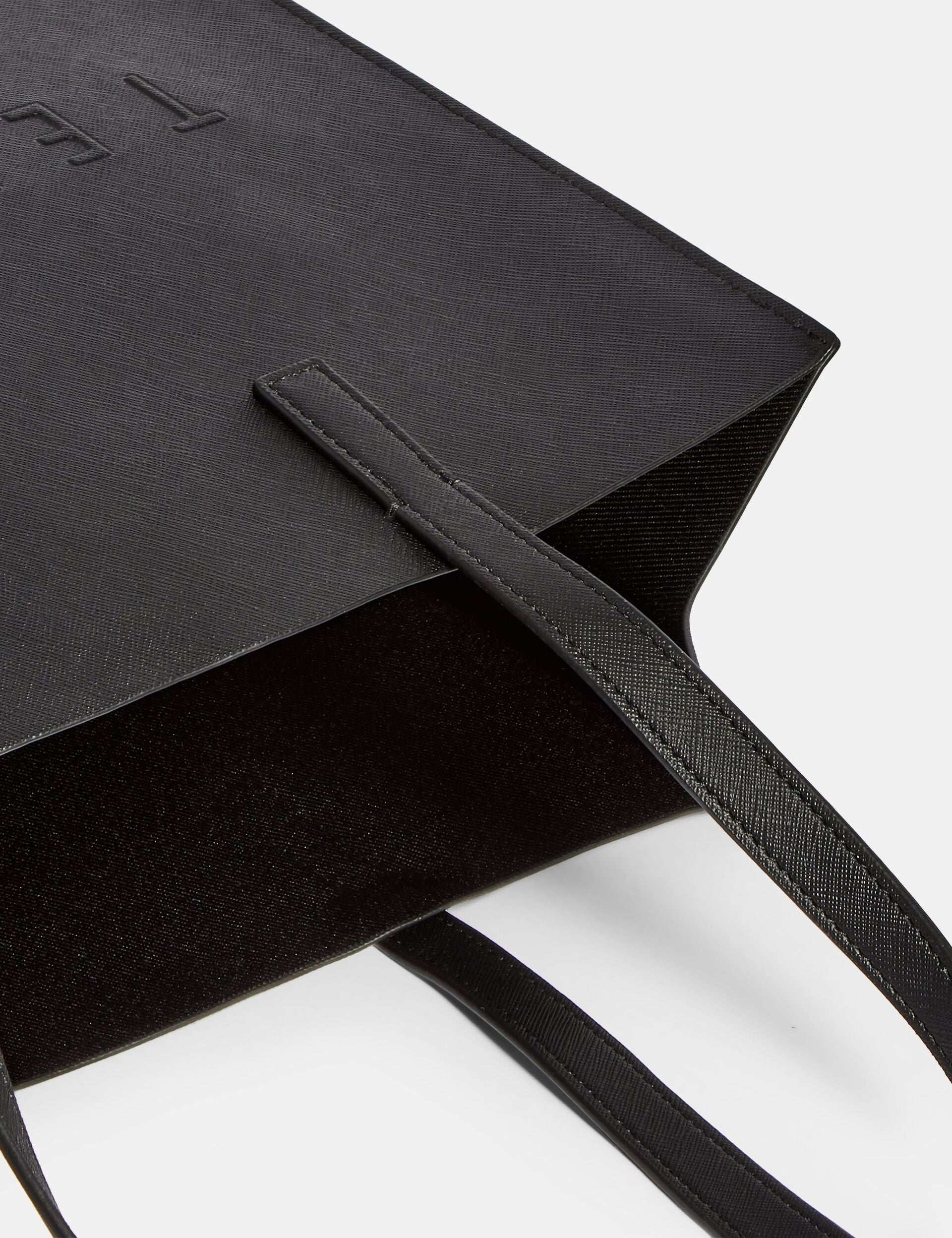 SOOCON Crosshatch Faux Leather Icon Black Tote Bag