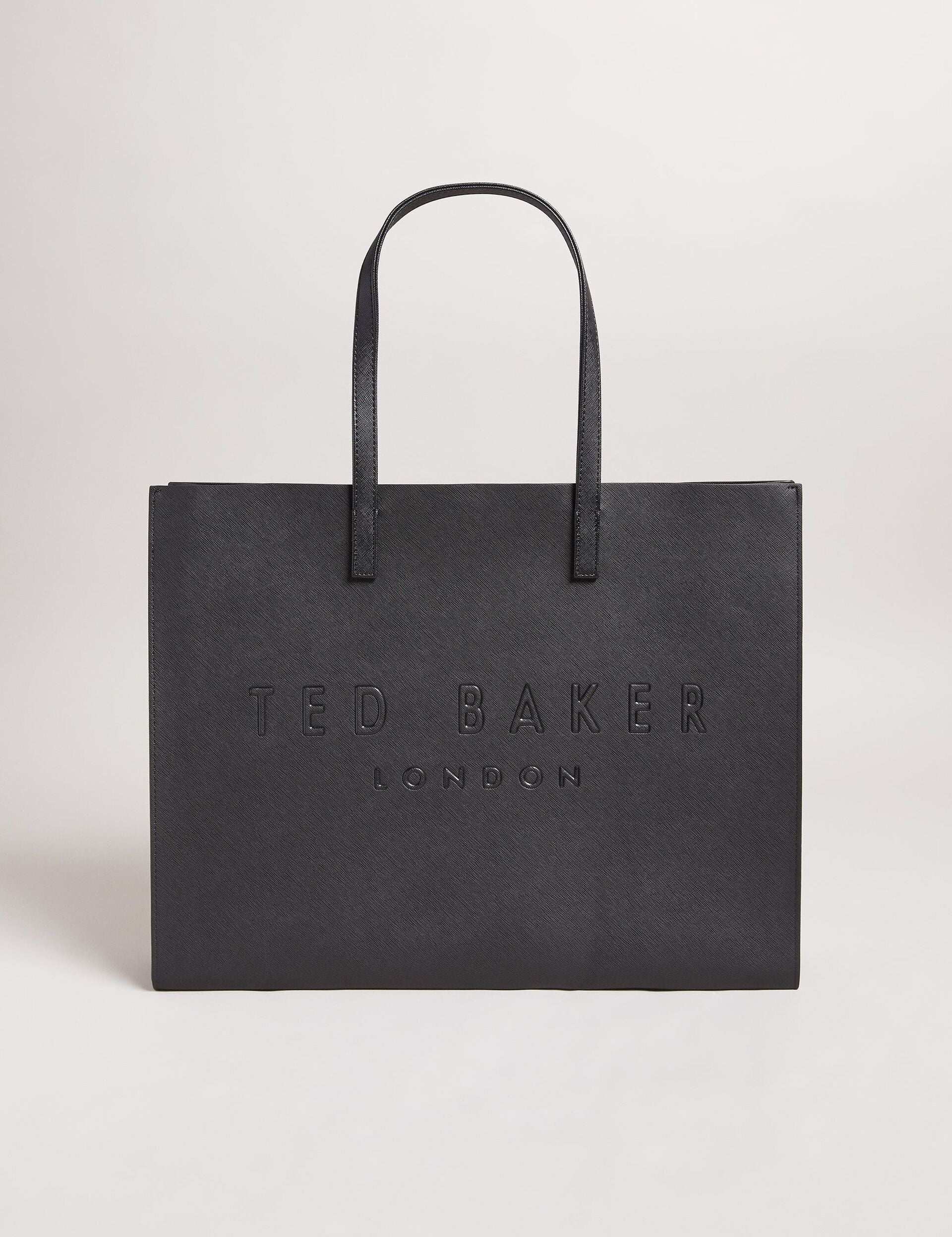 SUKICON Textured Faux Leather Icon Black Tote Bag