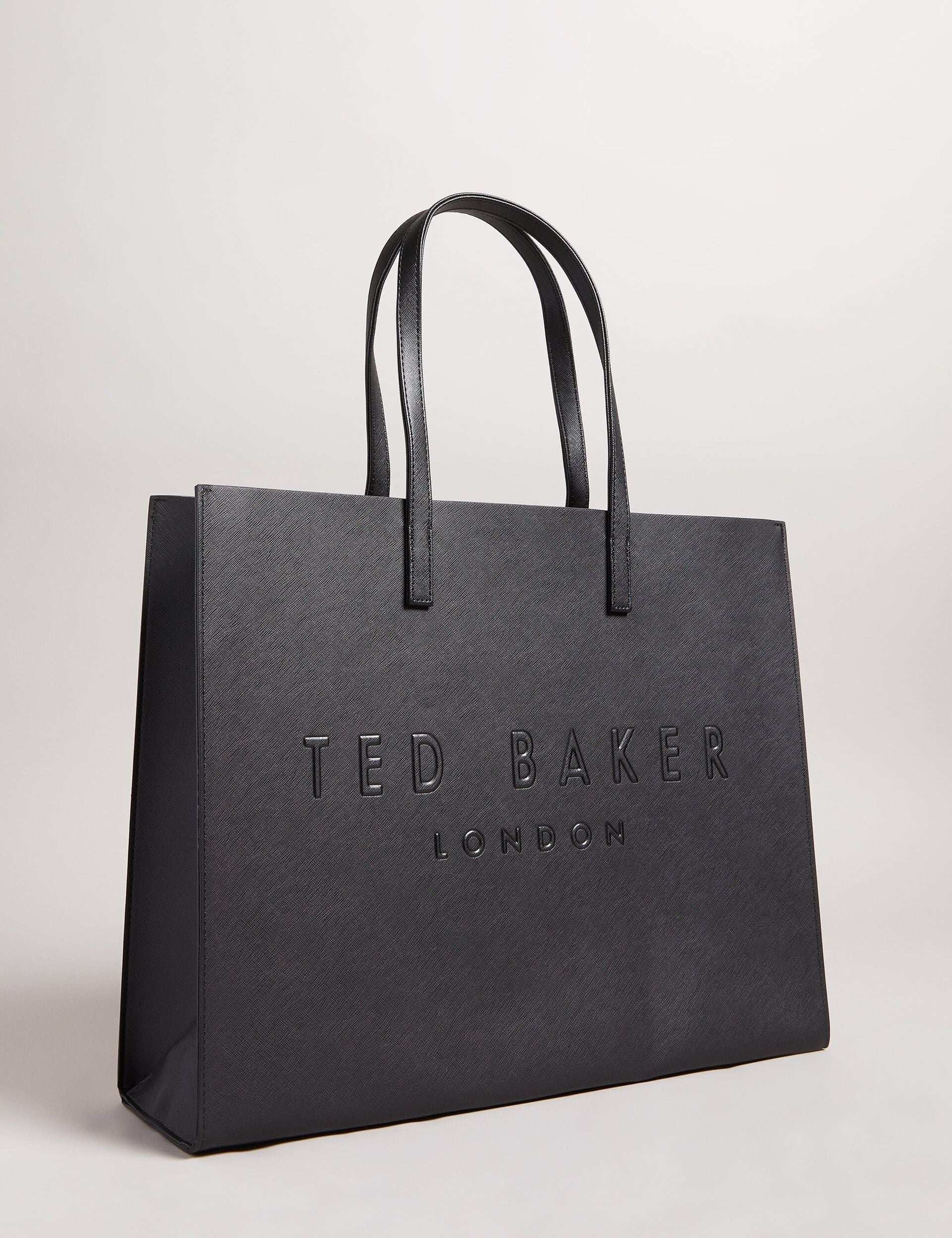 SUKICON Textured Faux Leather Icon Black Tote Bag
