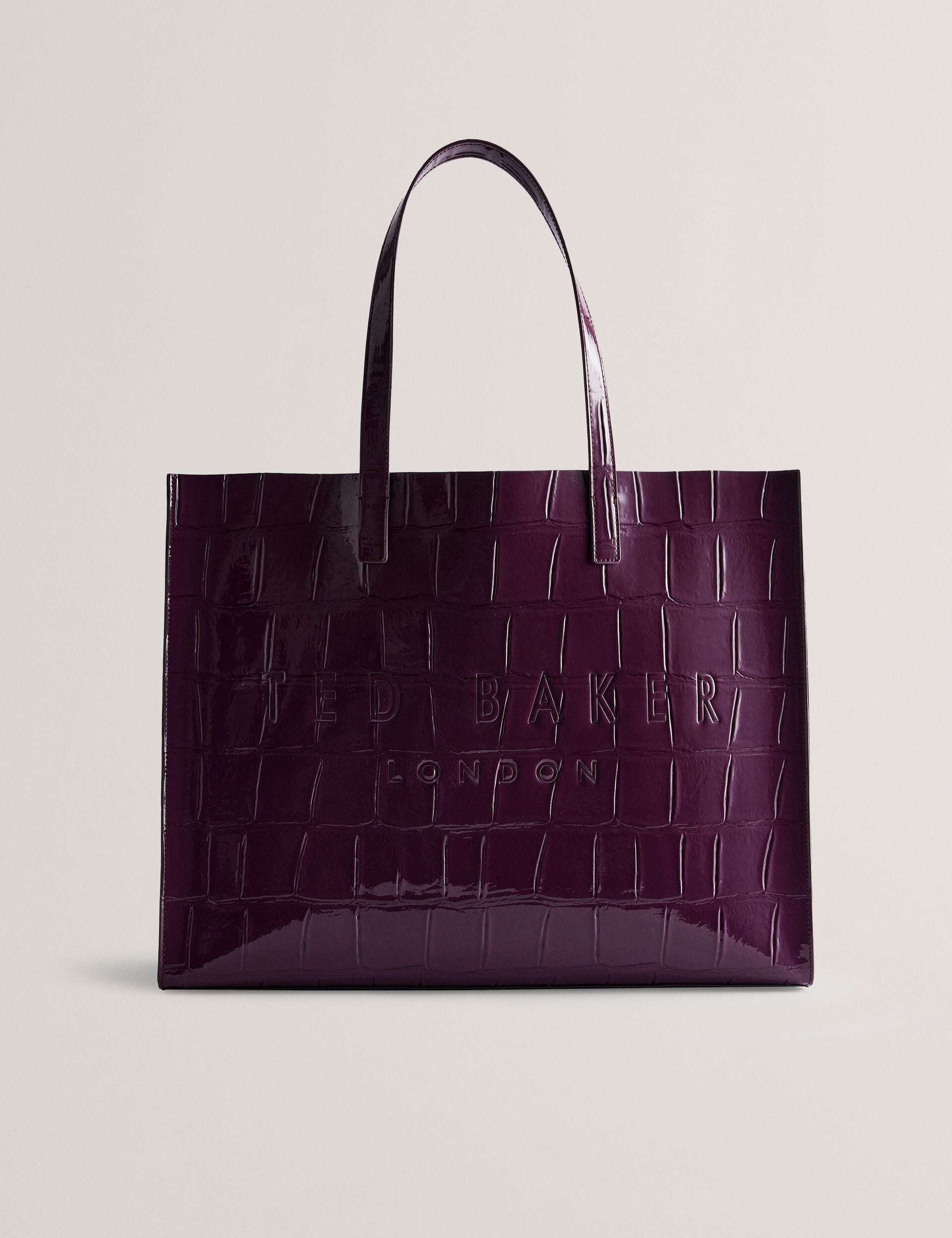 ALLICON Wide Croc Effect Icon Maroon Tote Bag