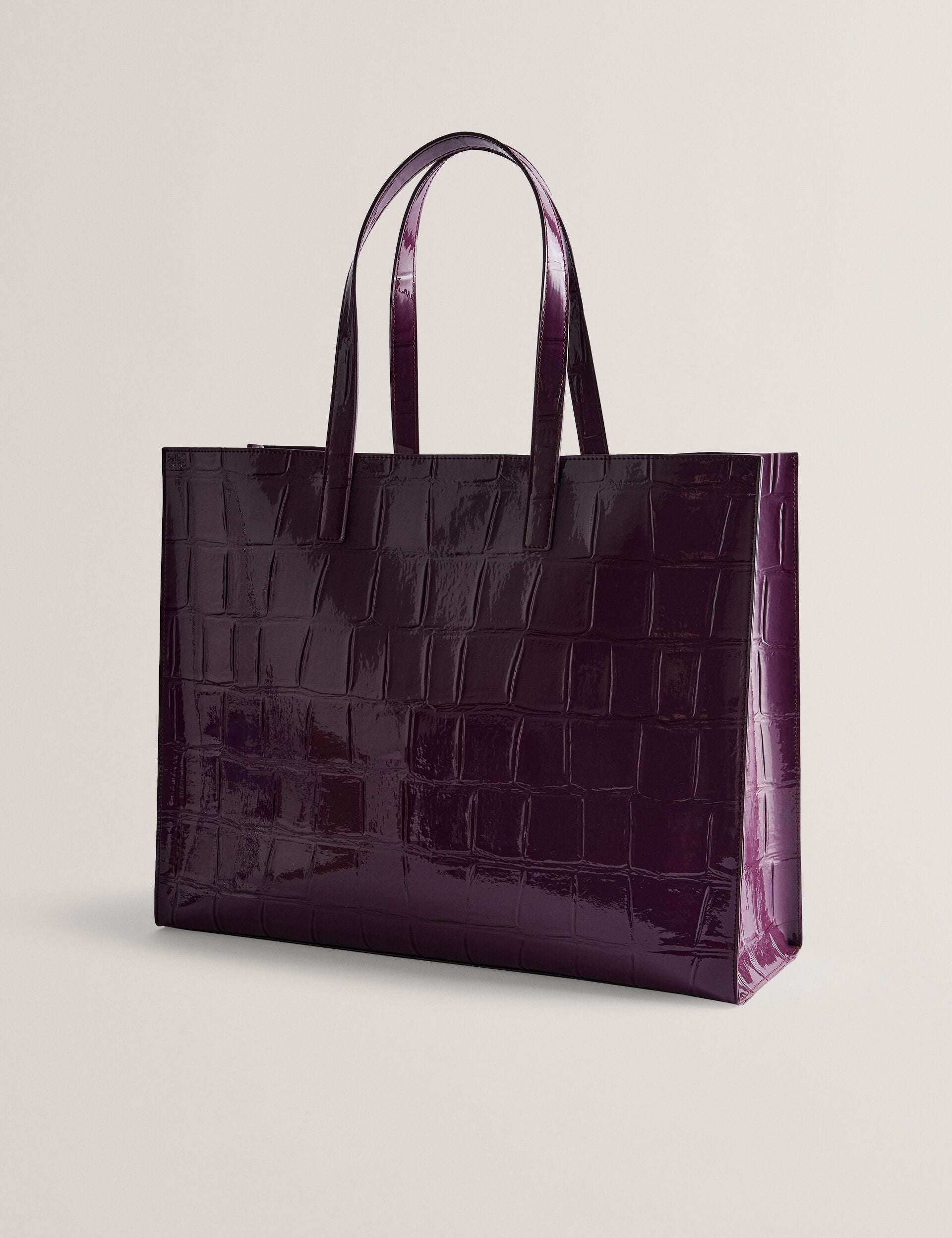 ALLICON Wide Croc Effect Icon Maroon Tote Bag