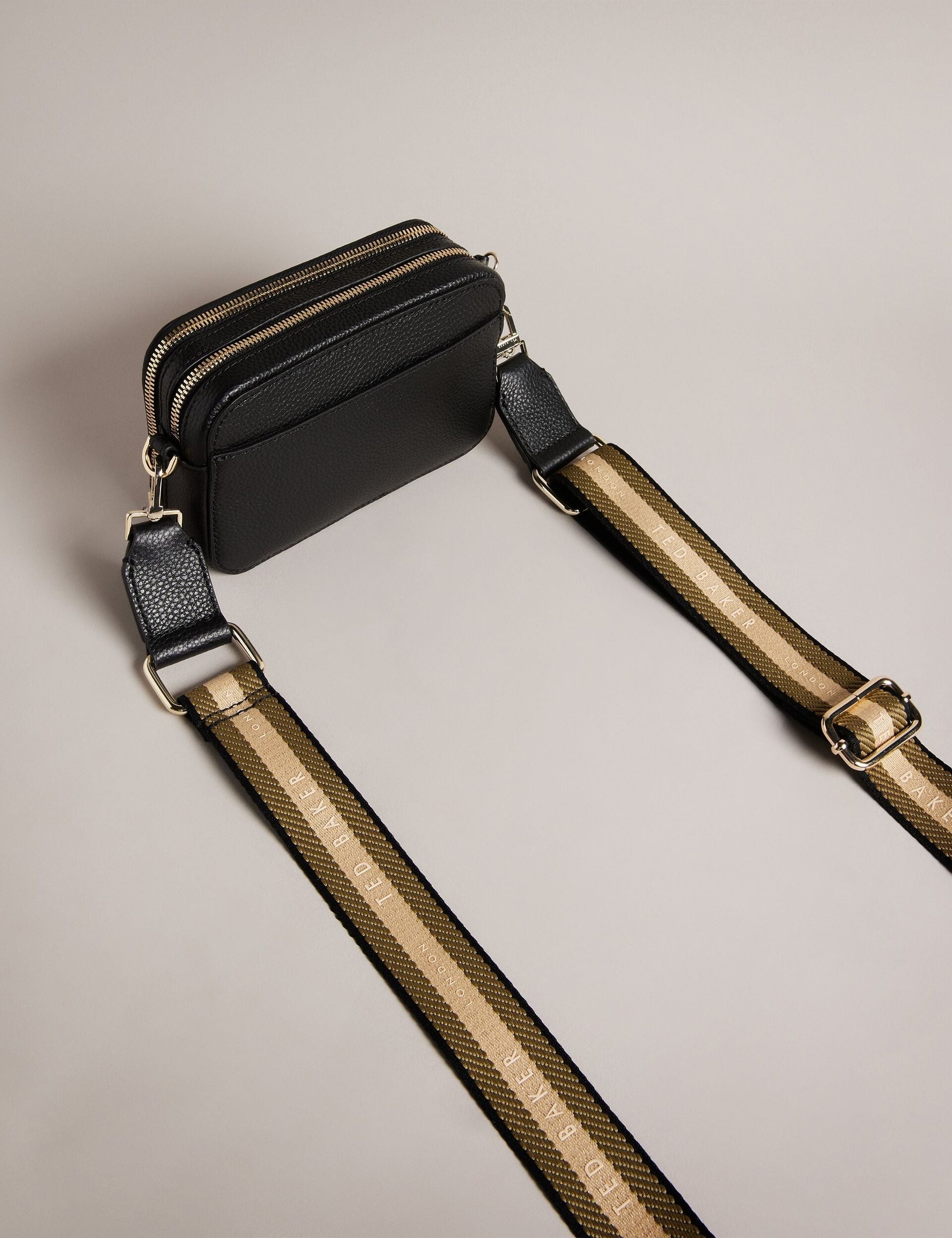 STUNNA Mini Leather Crossbody Black Camera Bag