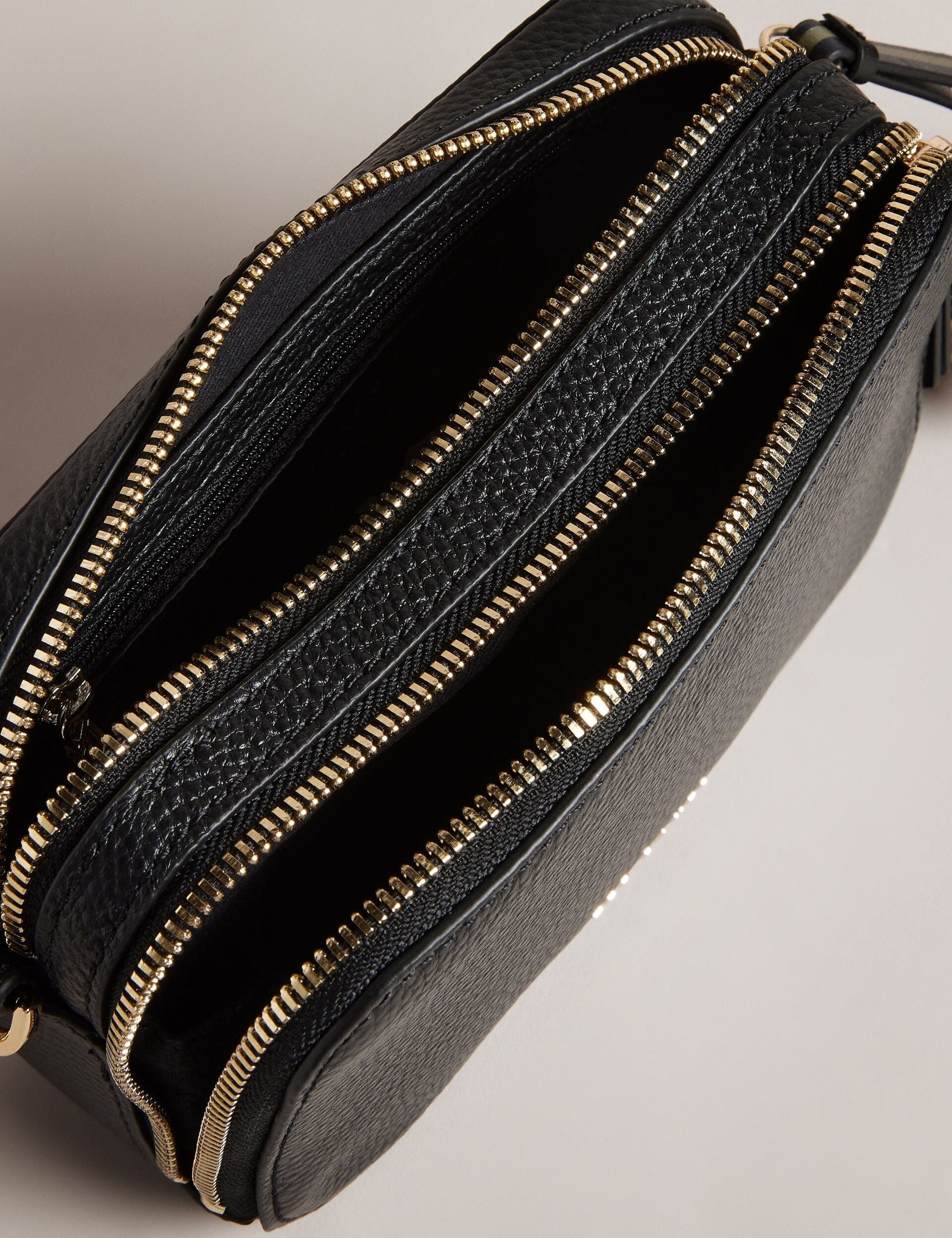 STUNNA Mini Leather Crossbody Black Camera Bag