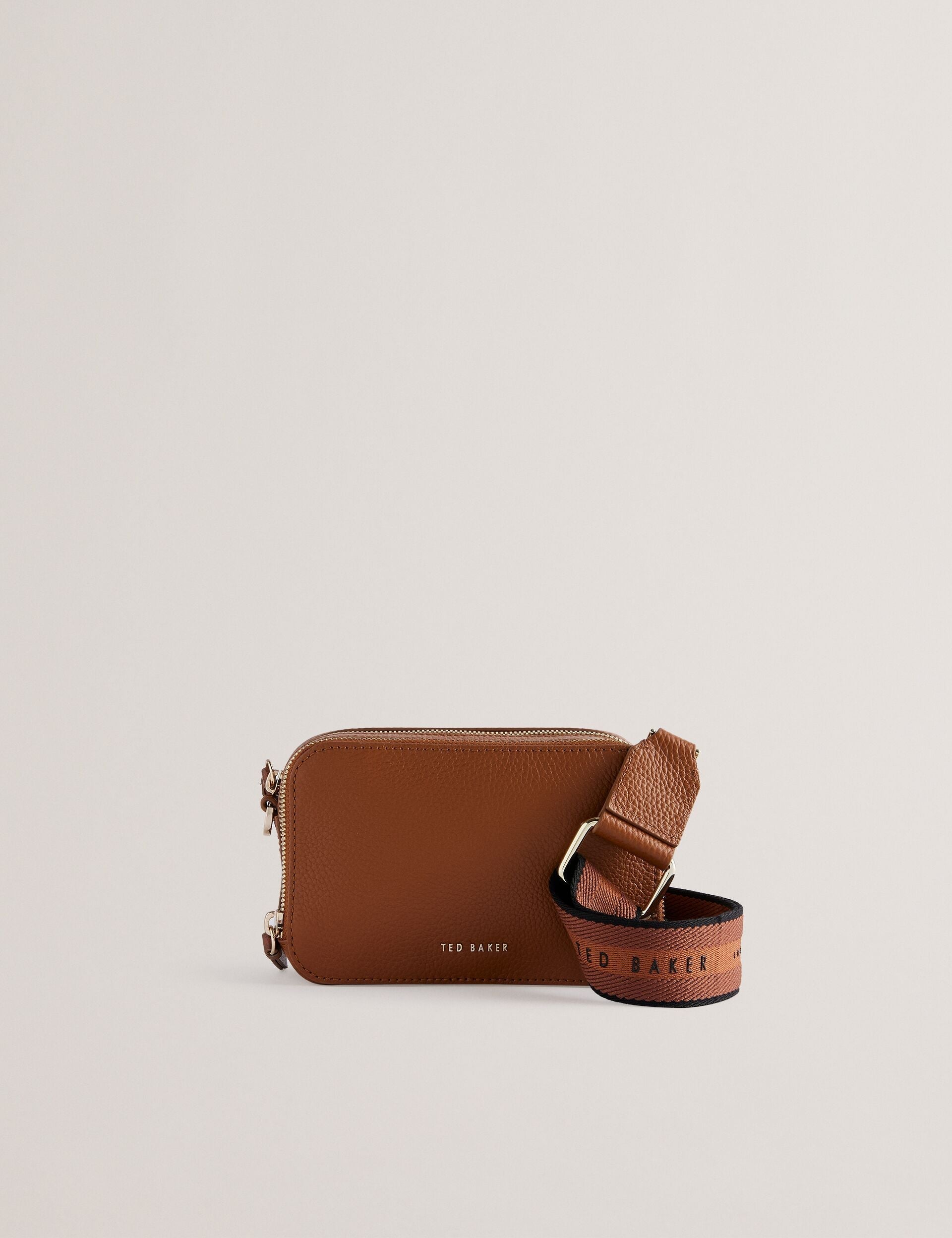 STUNNA Mini Leather Crossbody Chocolate Camera Bag