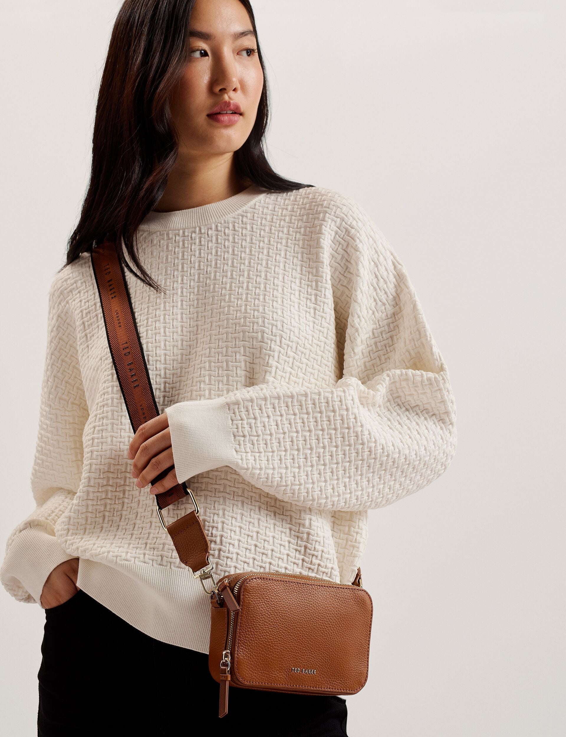 STUNNA Mini Leather Crossbody Chocolate Camera Bag
