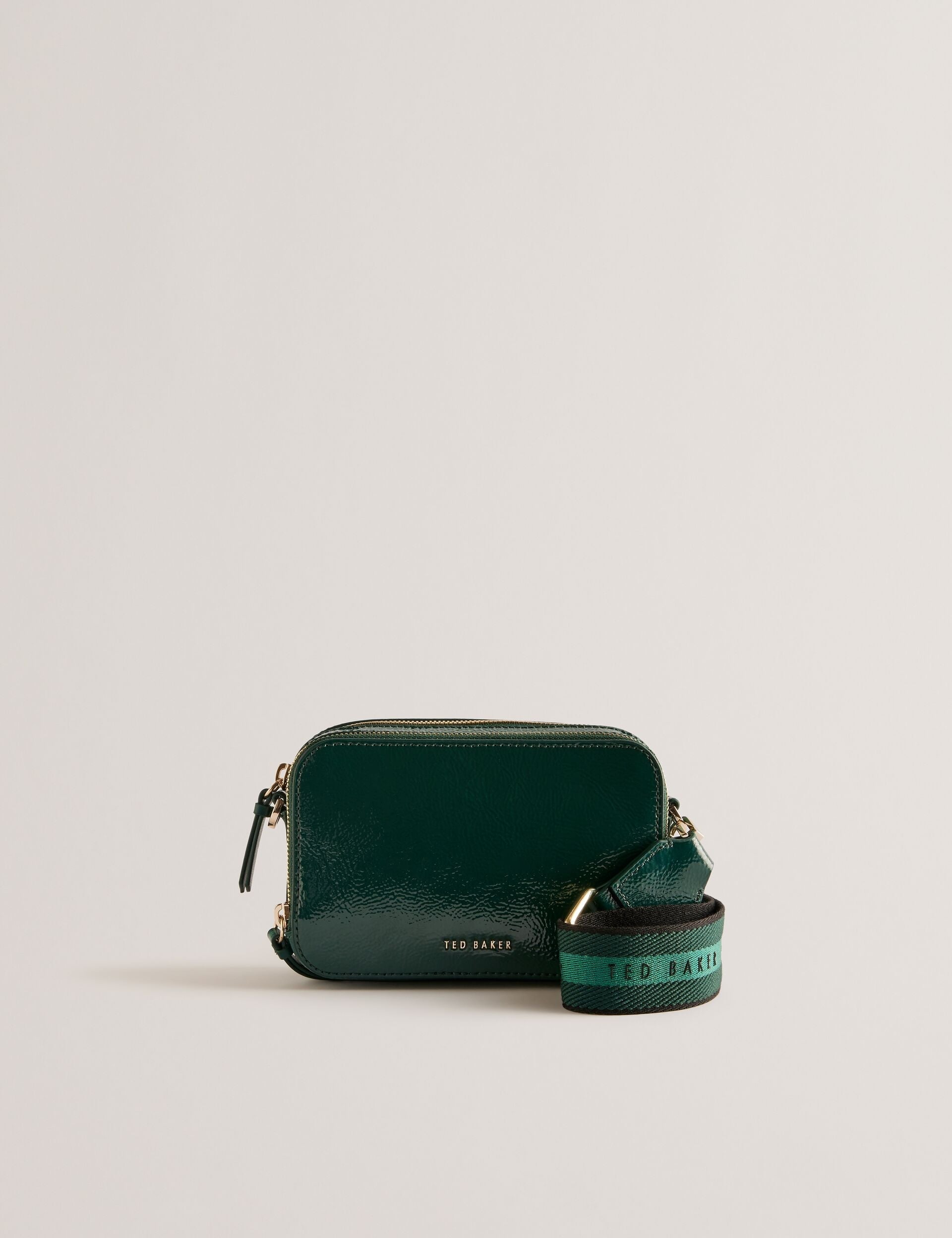 STUNWA Patent Leather Webbing Green Camera Bag