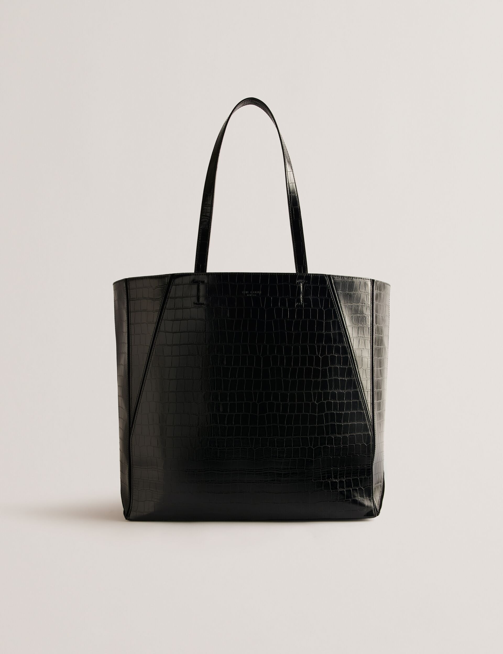 SOPHYNA Croc Effect Folding Black Shopper Bag